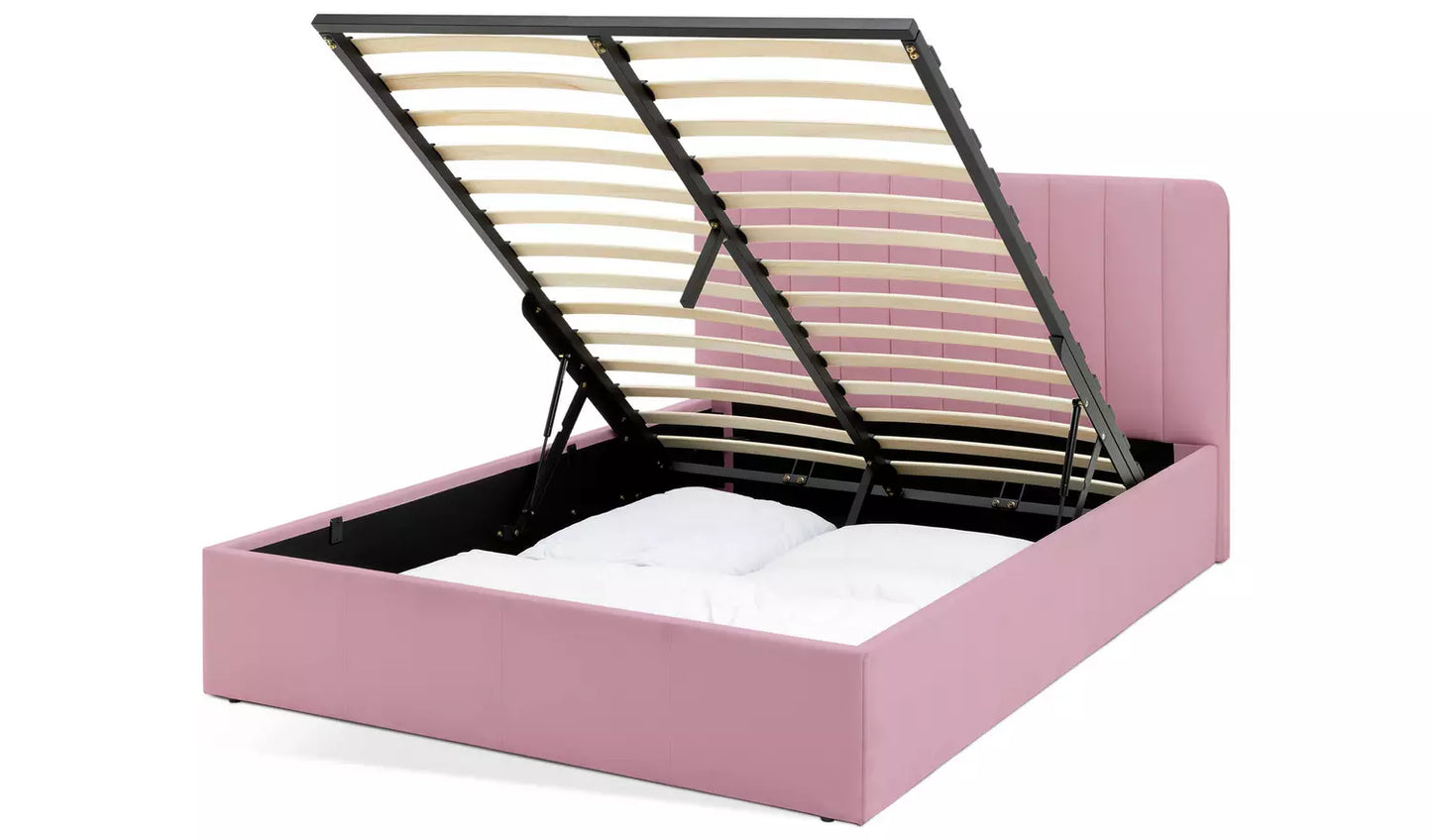 Pandora Double End Lift Ottoman Bed - Pink