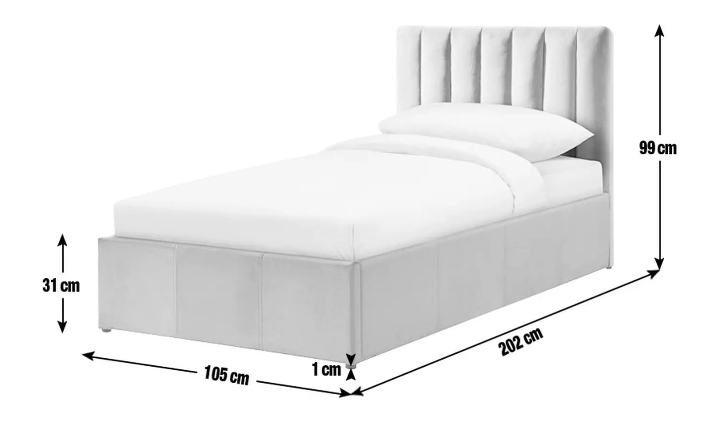 Pandora Single End Lift Ottoman Bed - Grey
