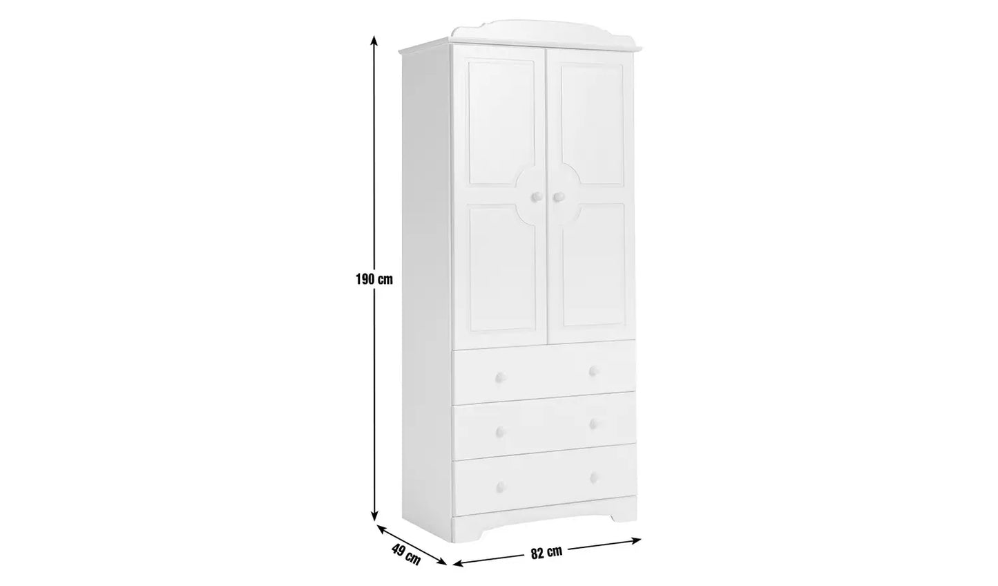 Assembled Nordic 2 Door 3 Drawer Wardrobe - White