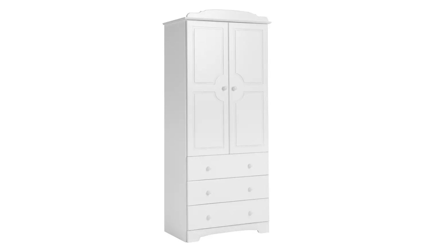 Assembled Nordic 2 Door 3 Drawer Wardrobe - White