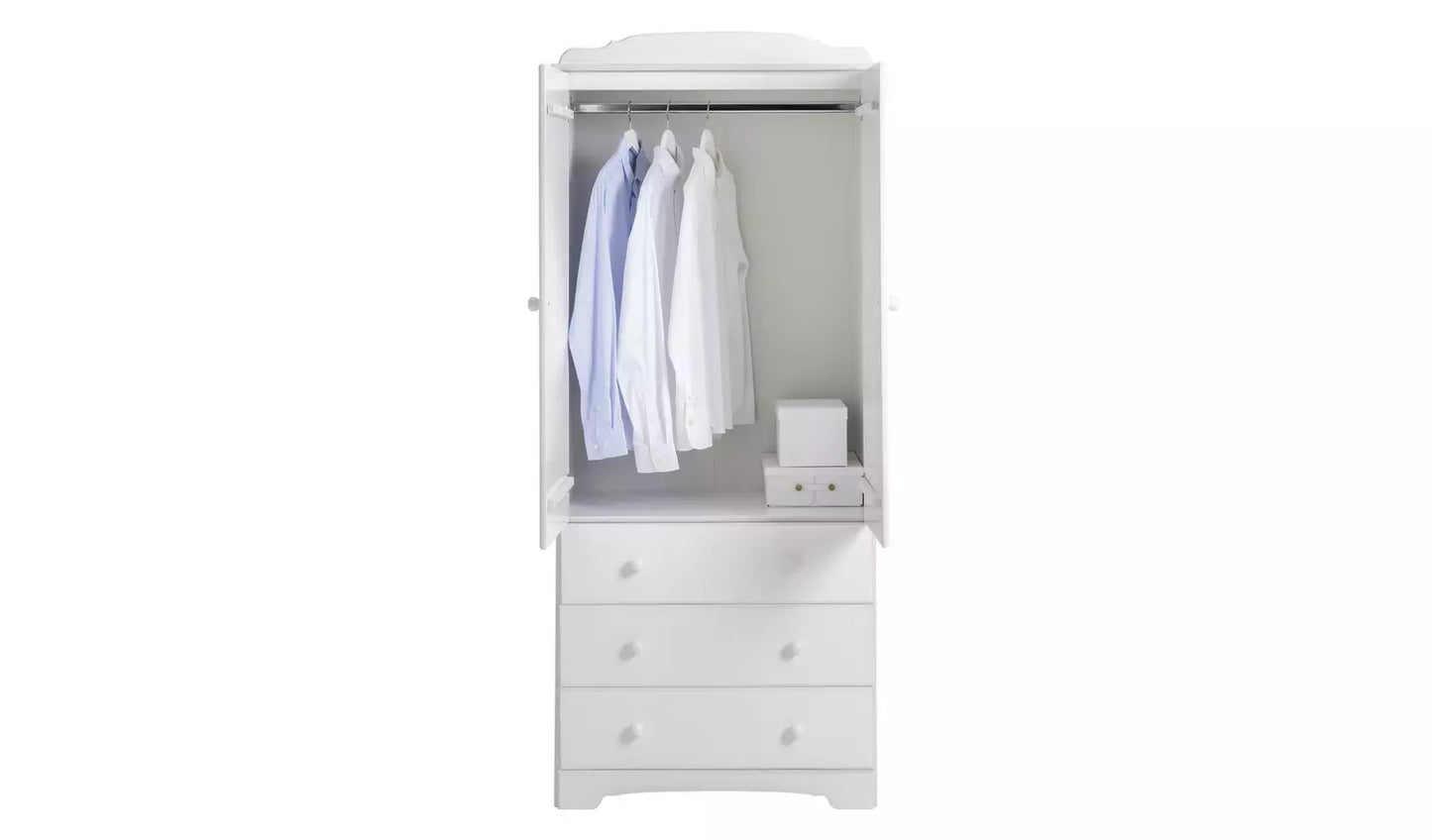 Assembled Nordic 2 Door 3 Drawer Wardrobe - White