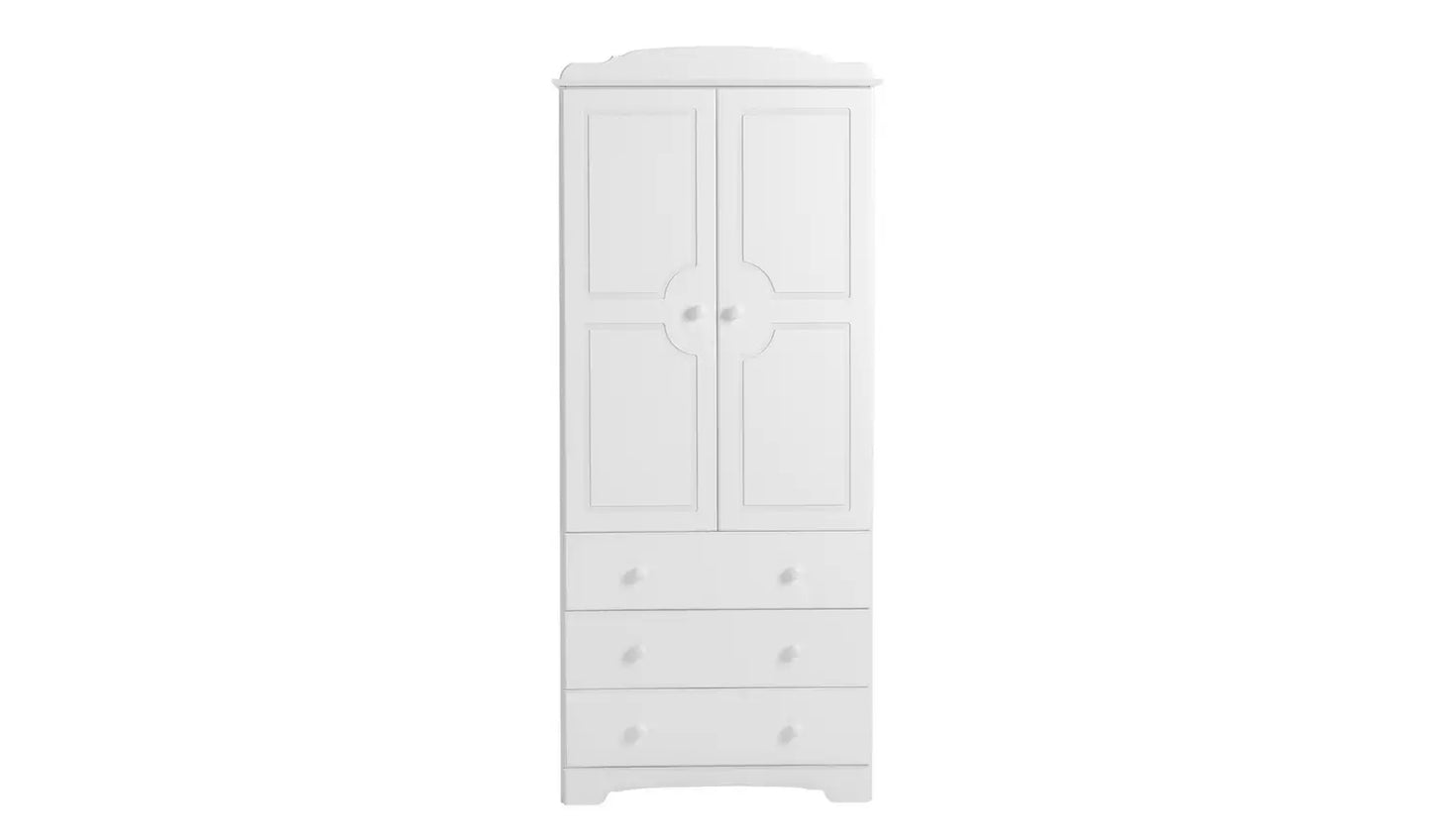 Assembled Nordic 2 Door 3 Drawer Wardrobe - White