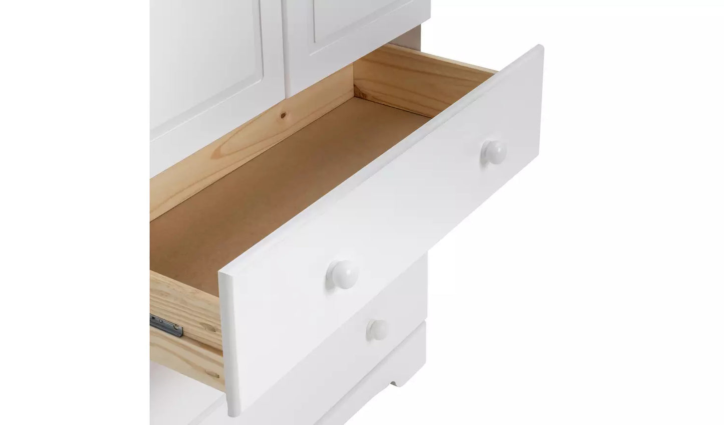Assembled Nordic 2 Door 3 Drawer Wardrobe - White