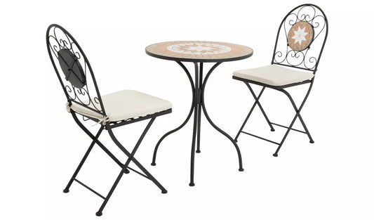 Genoa 2 Seater Metal Garden Bistro Set - Black