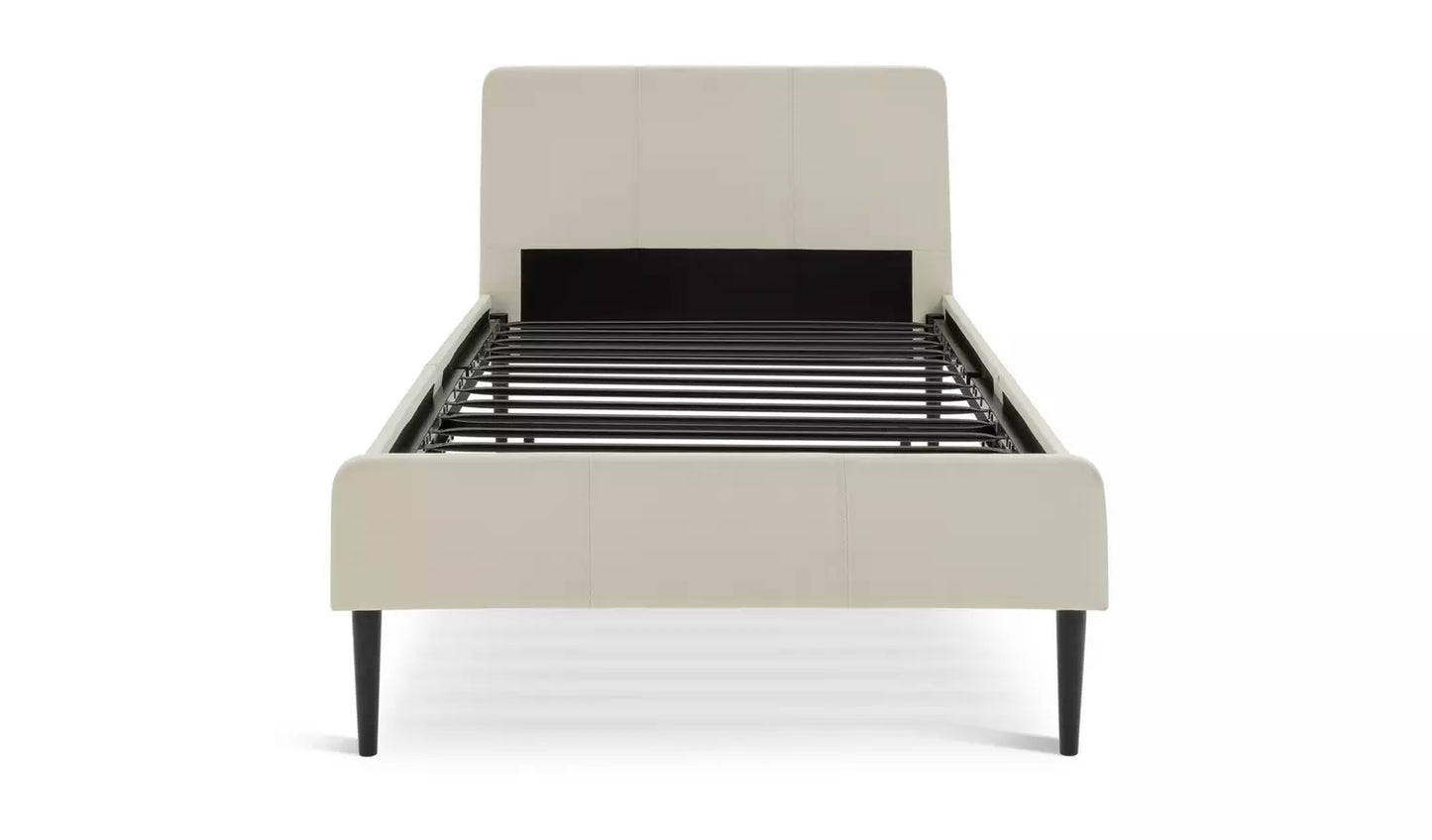 Kristopher Single Fabric Bed Frame - Cream