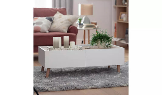 Assembled Habitat Skandi 2 Drawer Coffee Table - White Two Tone
