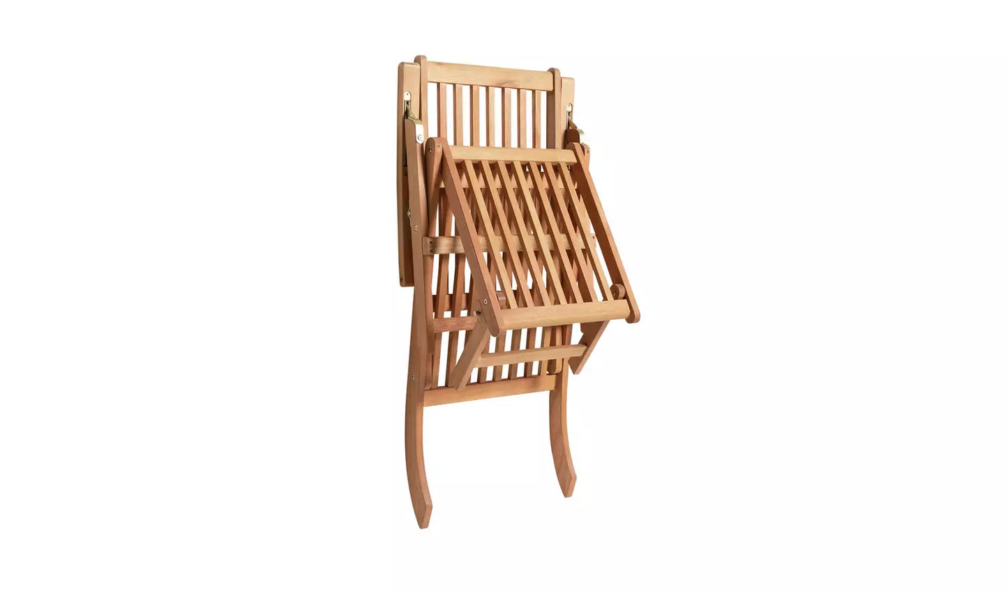 Folding Wooden Sun Lounger - Cream