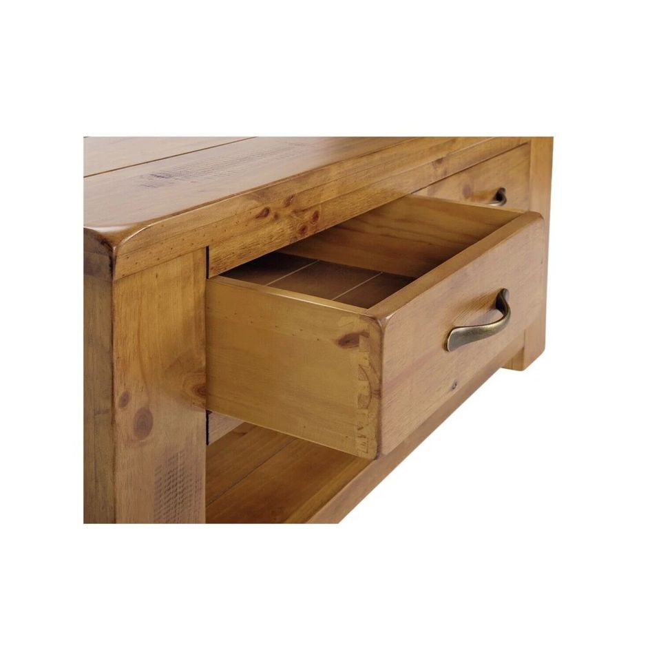 Assembled Arizona 2 Drawer 1 Shelf Solid Pine Coffee Table