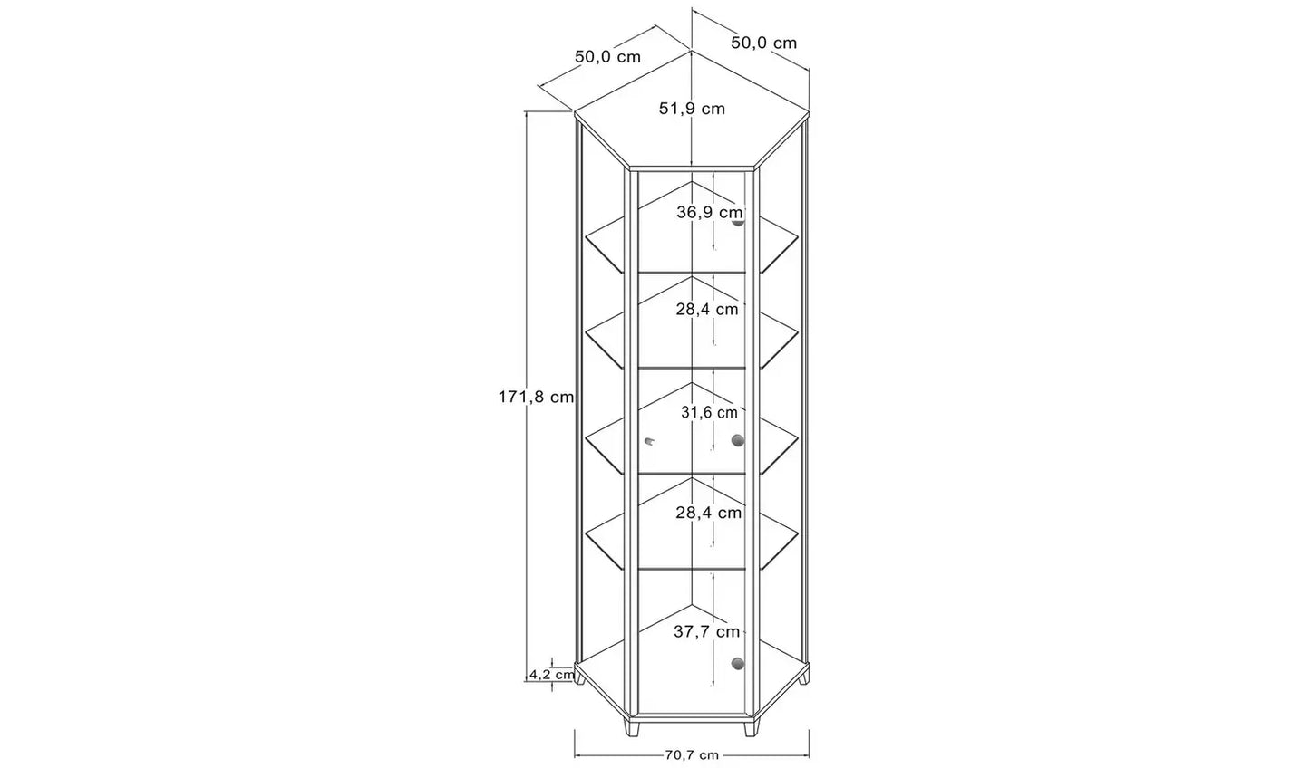 1 Glass Door Corner Display Cabinet - Black