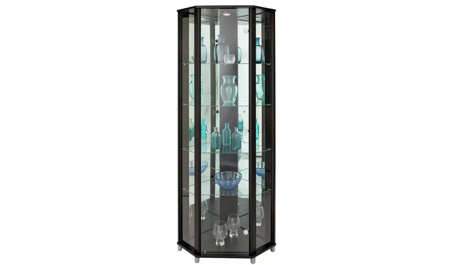 1 Glass Door Corner Display Cabinet - Black