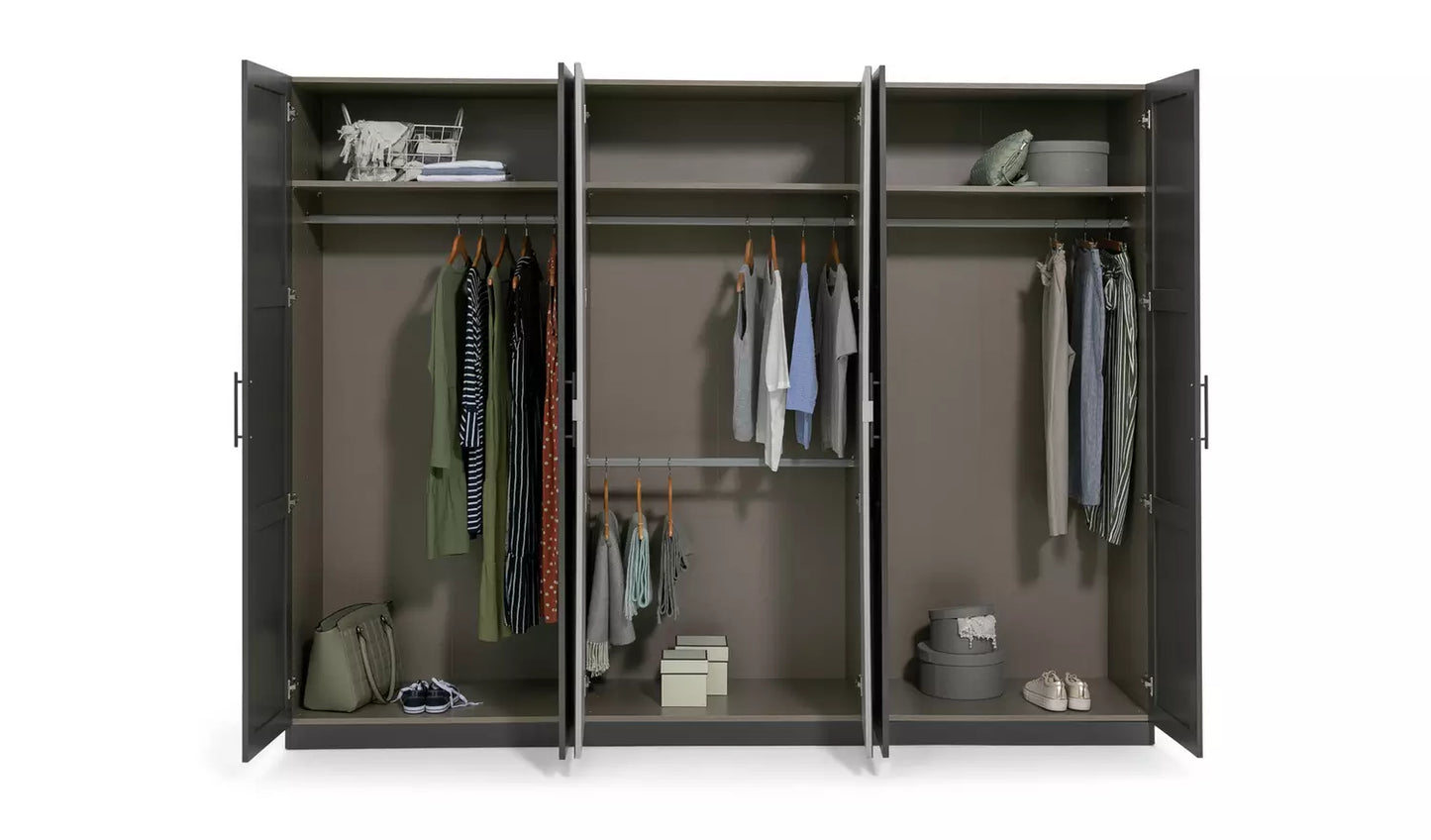 Habitat Munich Panelled 6 Door Mirror Wardrobe - Anthracite