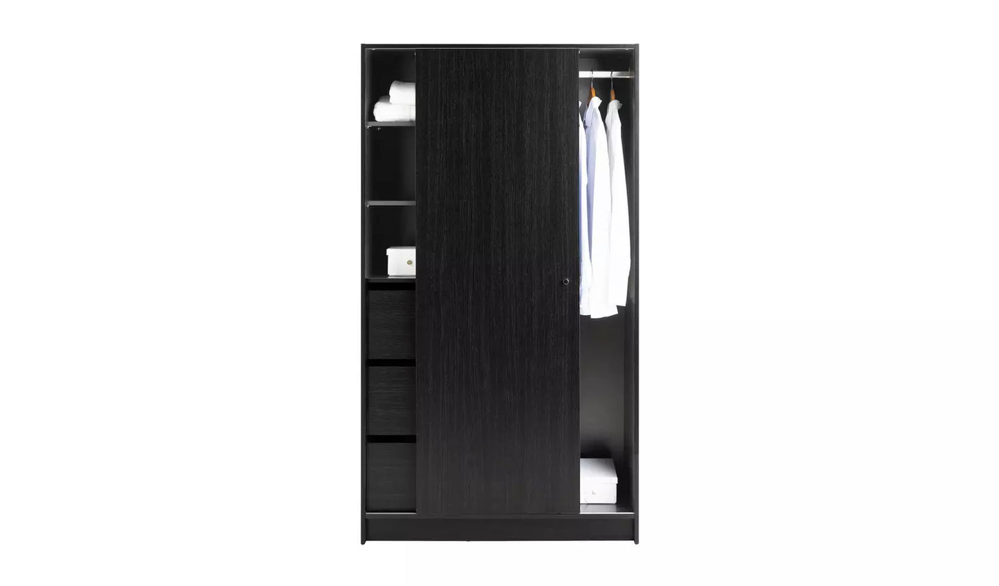 Assembled Malibu 1 Door Sliding Wardrobe - Black