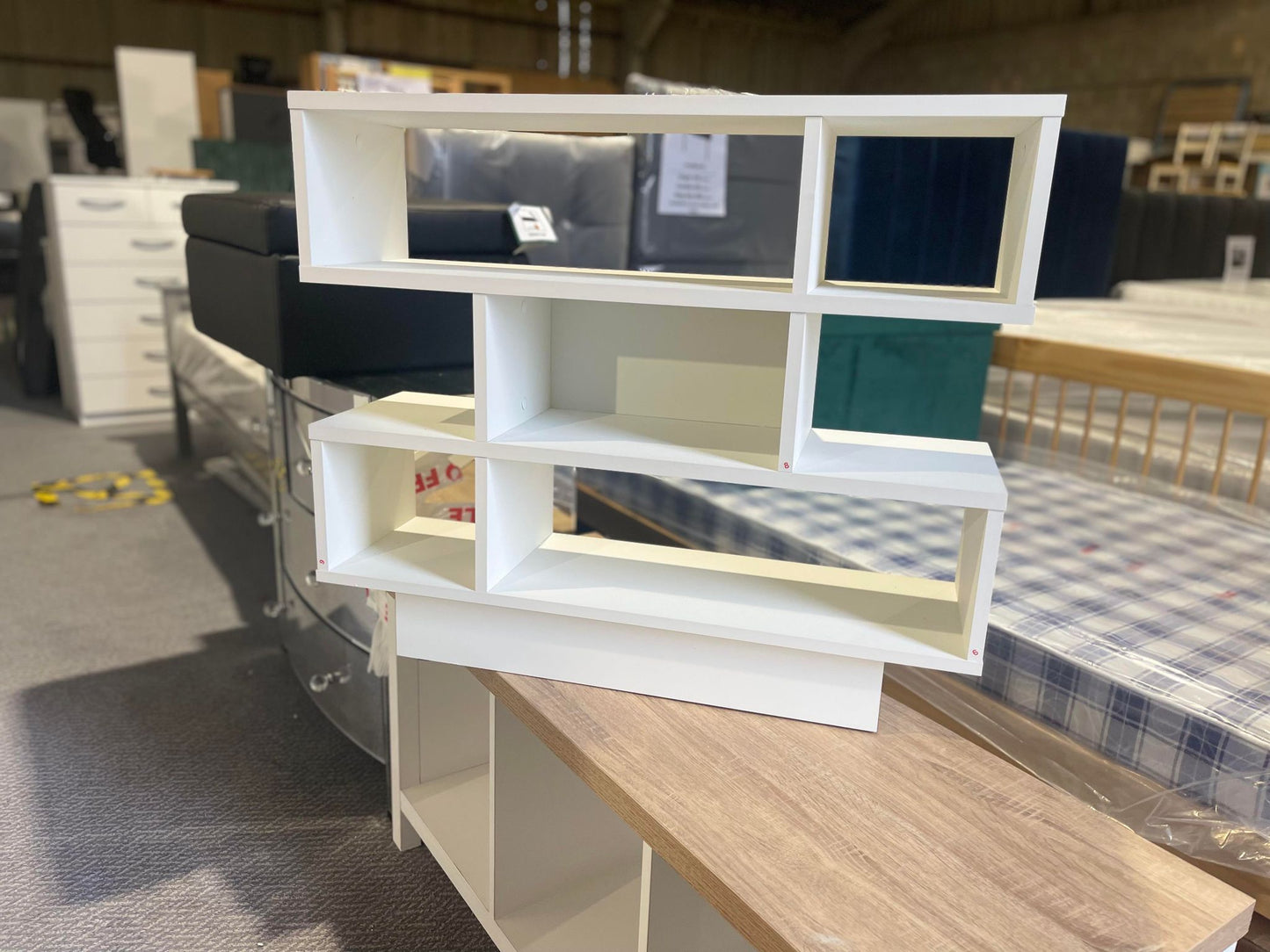 Assembled Cubes Short Shallow Shelving Unit - White