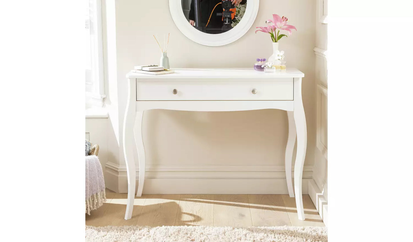 Assembled Amelie 1 Drawer Dressing Table - White