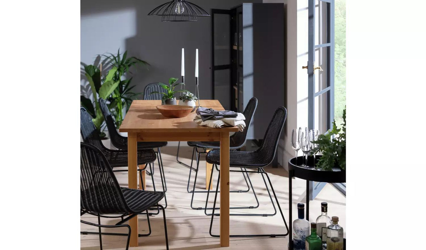 Habitat Ashdon Solid Pine 6 Seater Dining Table - Oak Effect