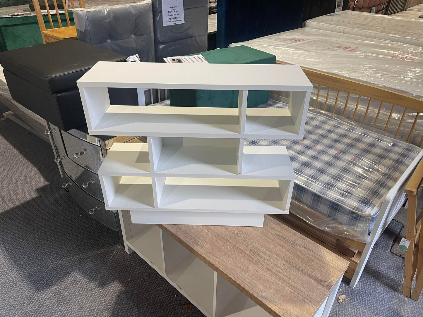 Assembled Cubes Short Shallow Shelving Unit - White