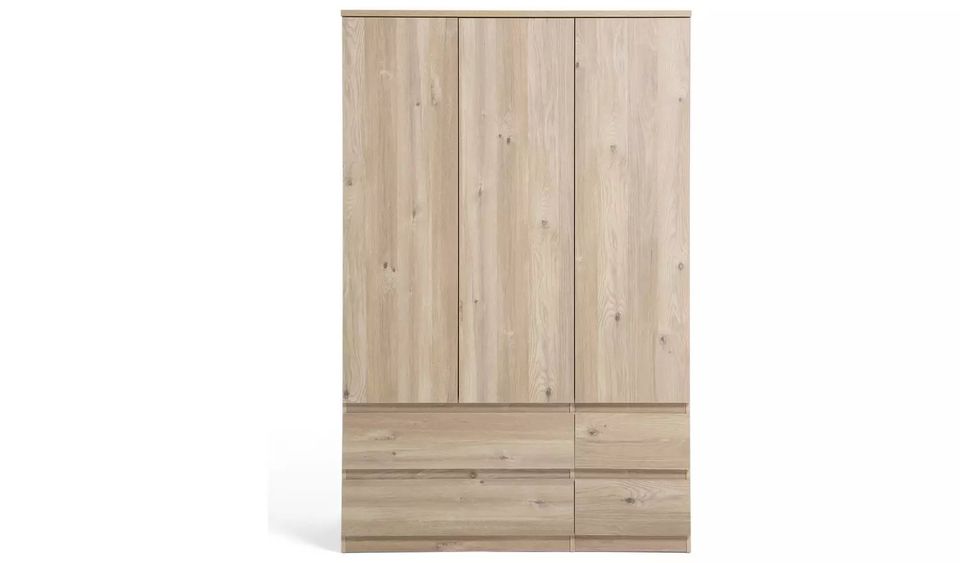 Jenson 3 Door 4 Drawer Wardrobe - Oak Effect