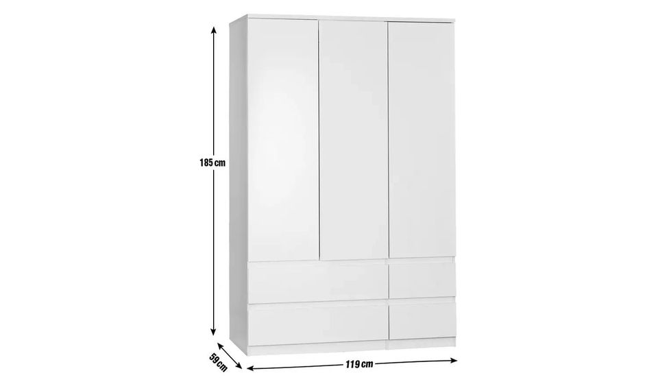 Jenson 3 Door 4 Drawer Wardrobe - Oak Effect