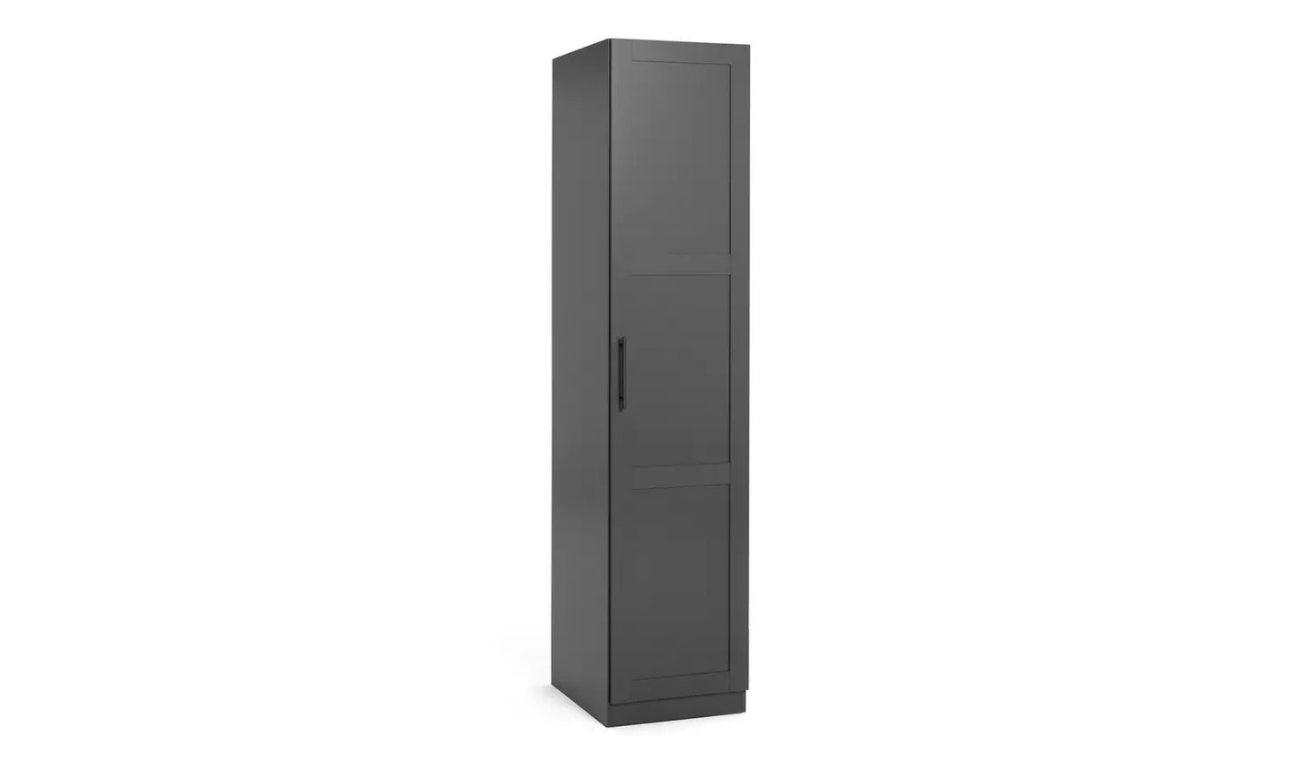 Habitat Munich Panelled 1 Door Wardrobe - Anthracite