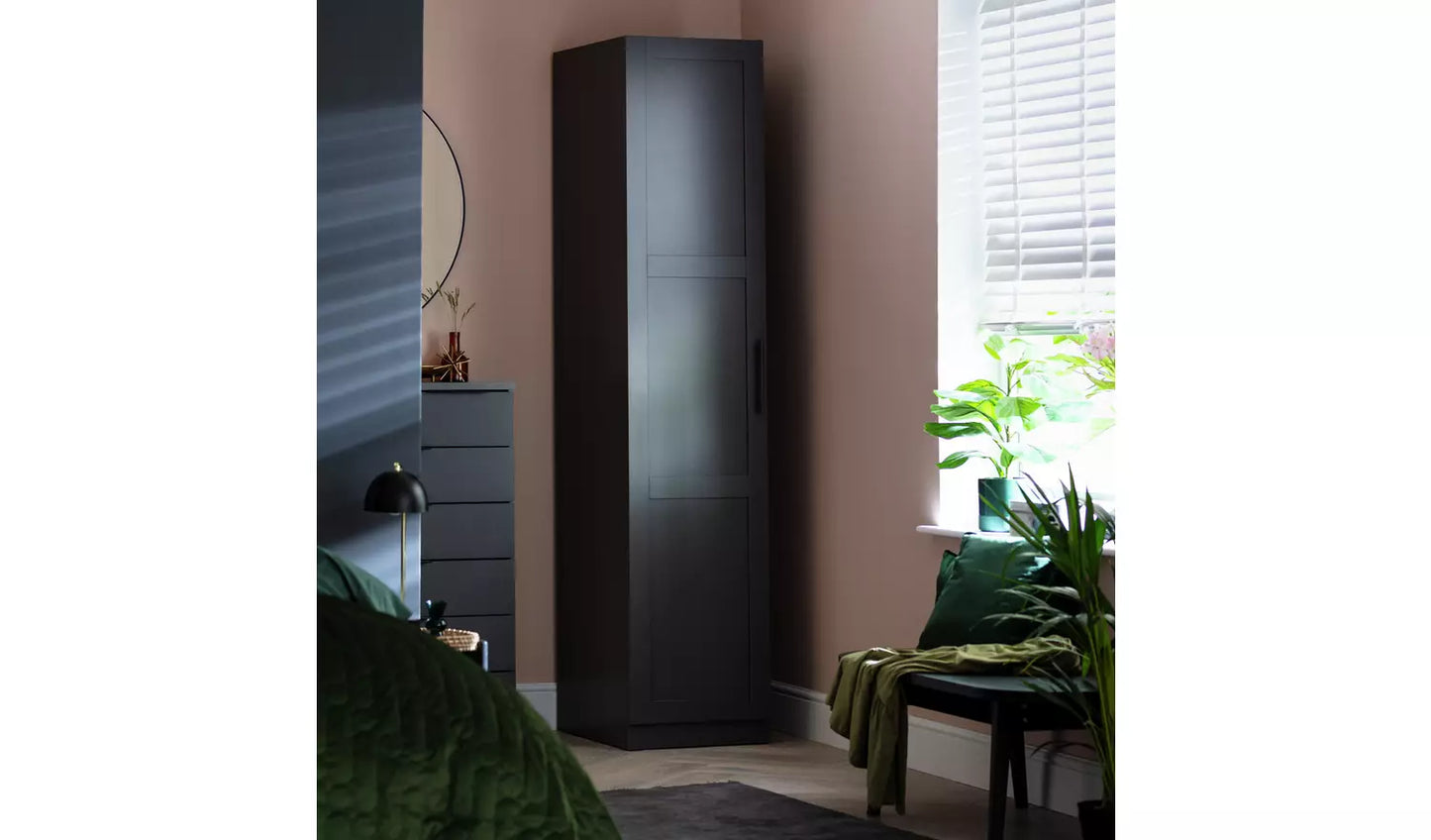 Habitat Munich Panelled 1 Door Wardrobe - Anthracite