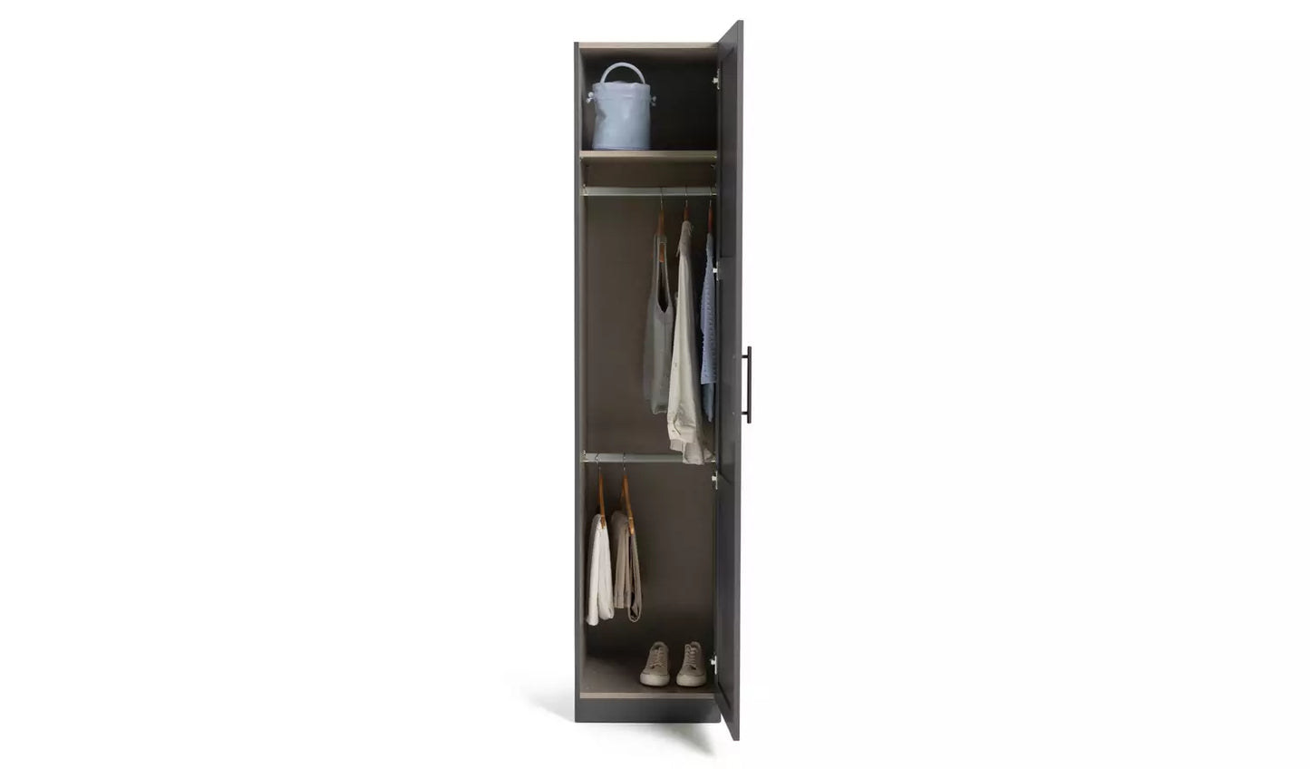 Habitat Munich Panelled 1 Door Wardrobe - Anthracite