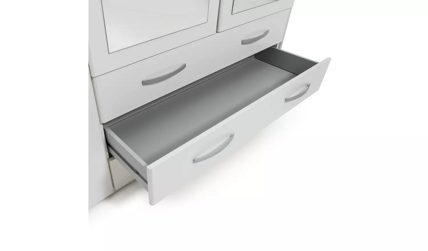 Assembled Hallingford 4 Door 3 Drawer Mirror Wardrobe - White