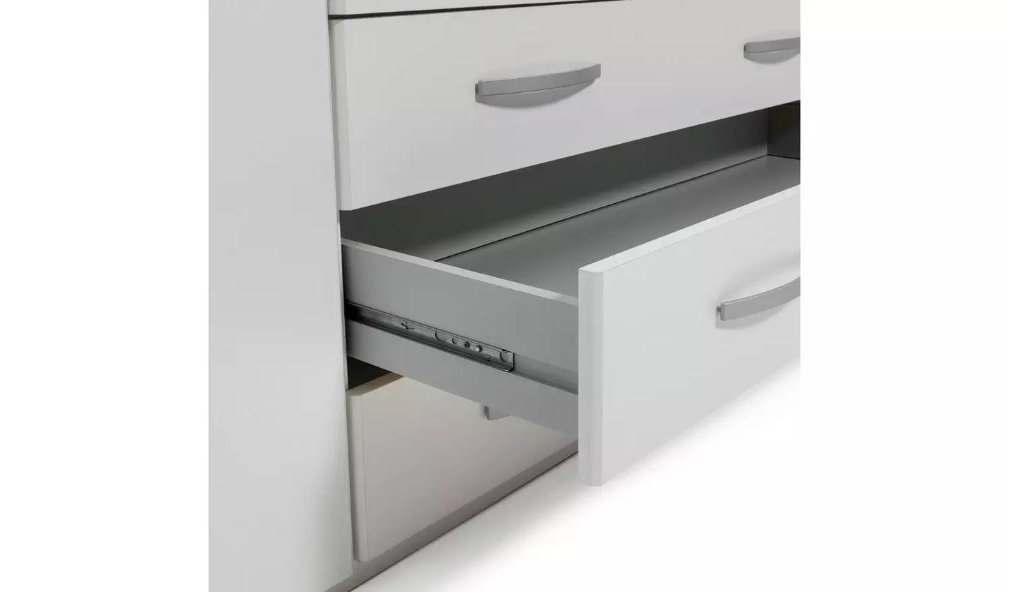 Assembled Hallingford 4 Door 3 Drawer Mirror Wardrobe - White