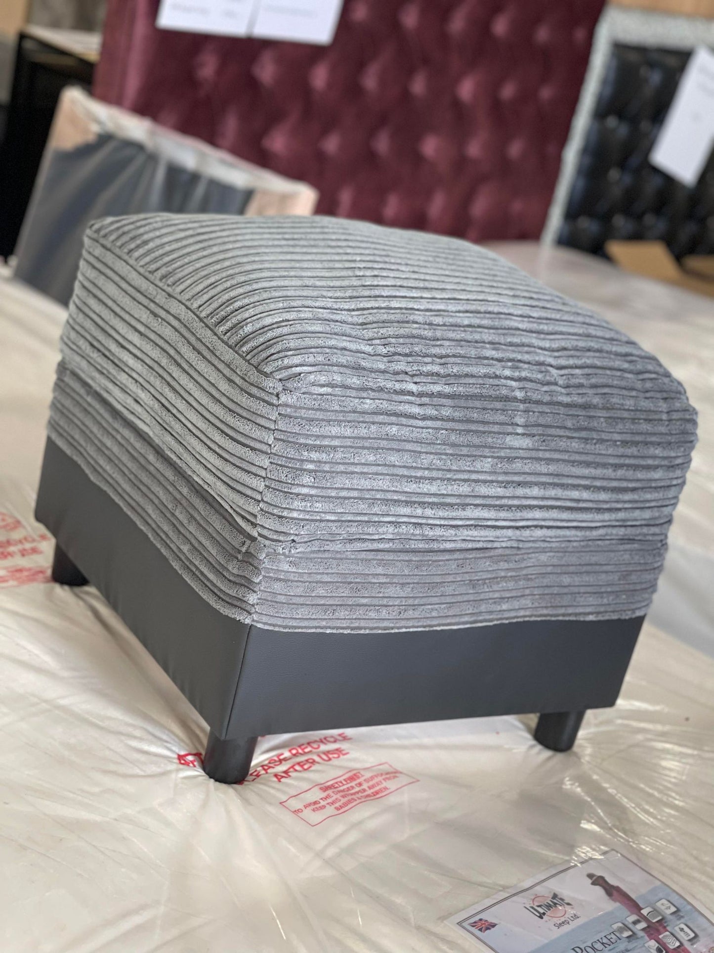 Harry Fabric Storage Footstool - Charcoal