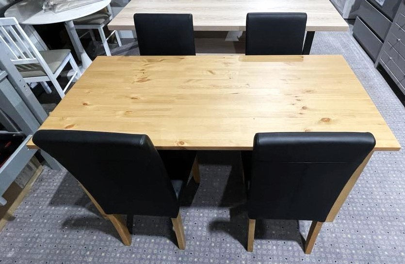 Assembled Solid Wood Dining Table & 4 Black Chairs