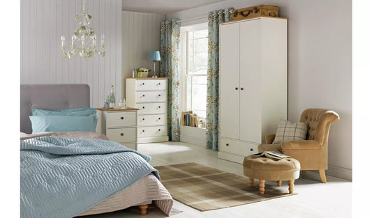 Kensington 2 Door 1 Drawer Wardrobe - Oak Effect & Ivory