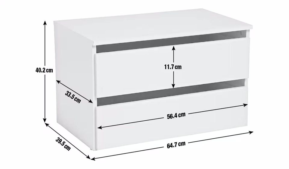 Assembled Habitat Holsted Medium 2 Drawer Internal Chest