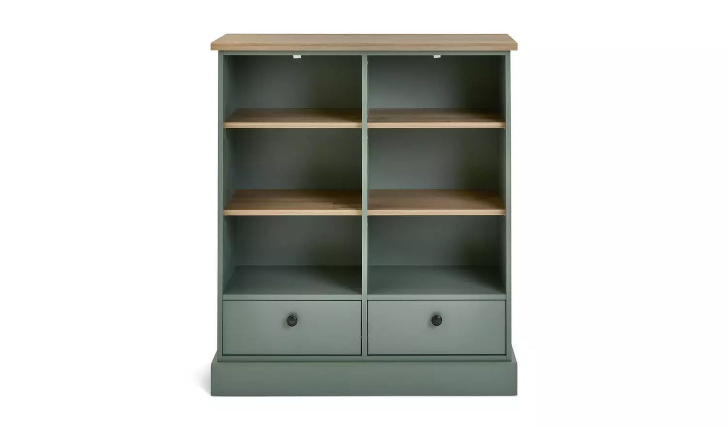 Assembled Winchester 2 Drawer Shelving Unit Bookcase - Green