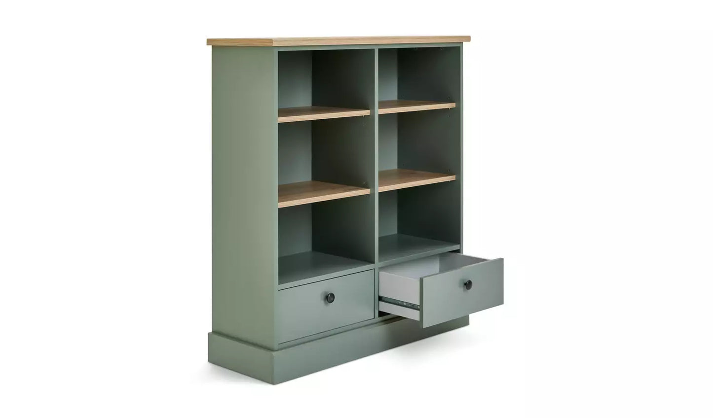 Assembled Winchester 2 Drawer Shelving Unit Bookcase - Green