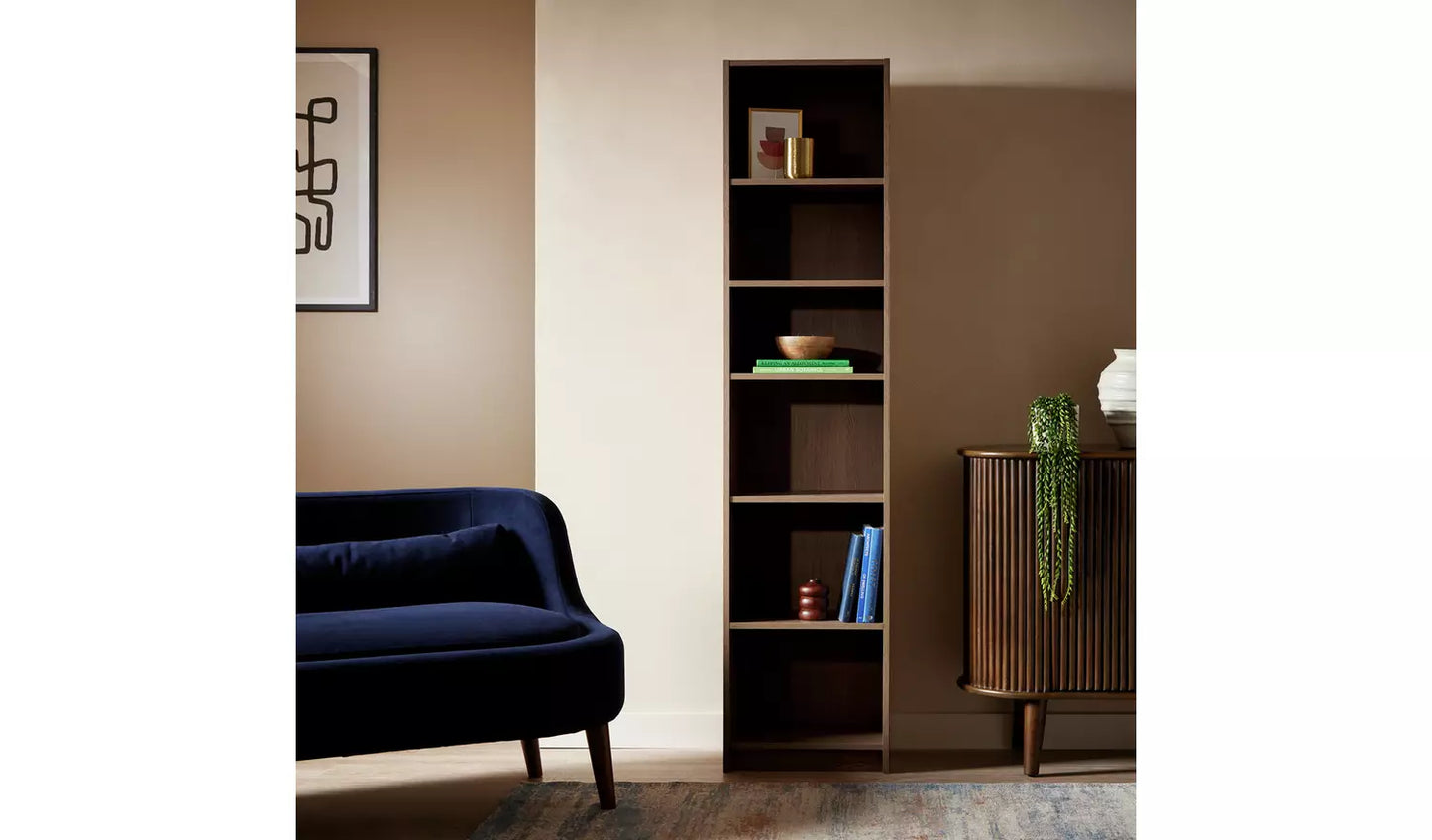 Maine Narrow Bookcase - Walnut