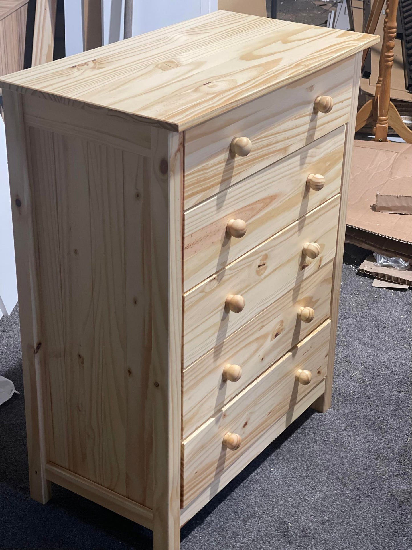 Assembled Scandinavia 5 Drawer Chest - Pine