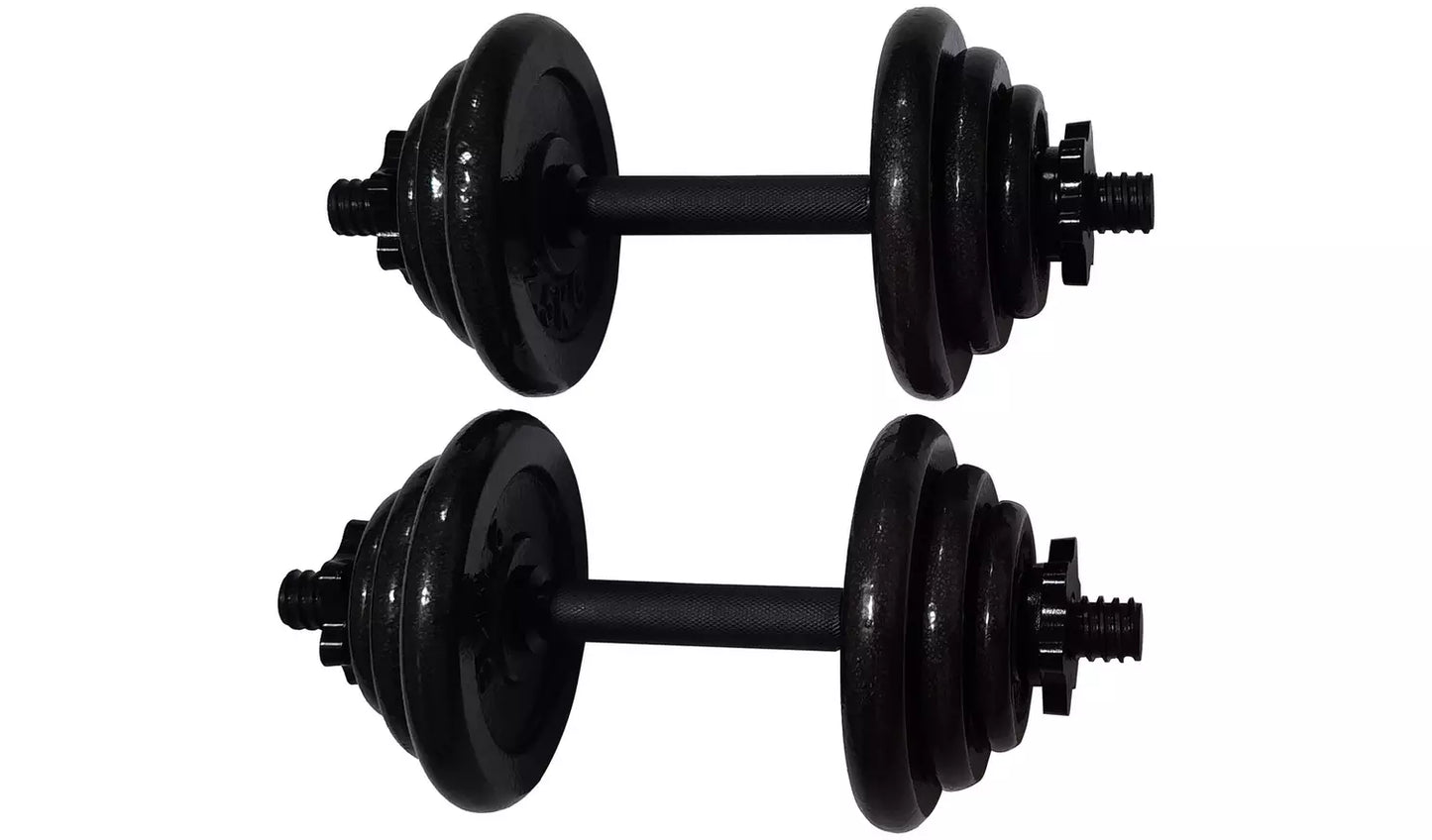 Opti 50KG Cast Iron Barbell Dumbbell Set