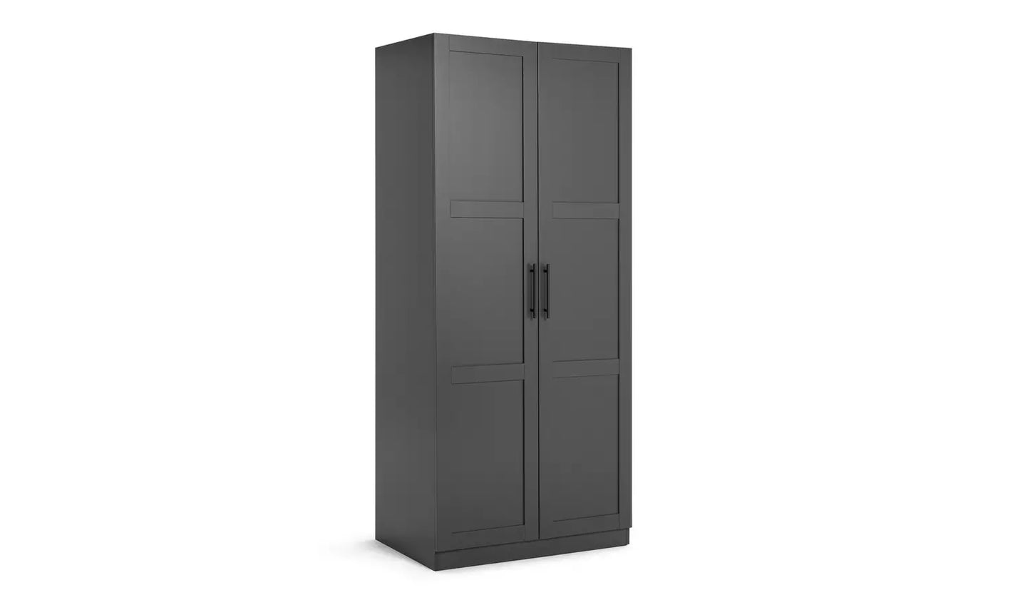 Habitat Munich Panelled 2 Door Wardrobe - Anthracite