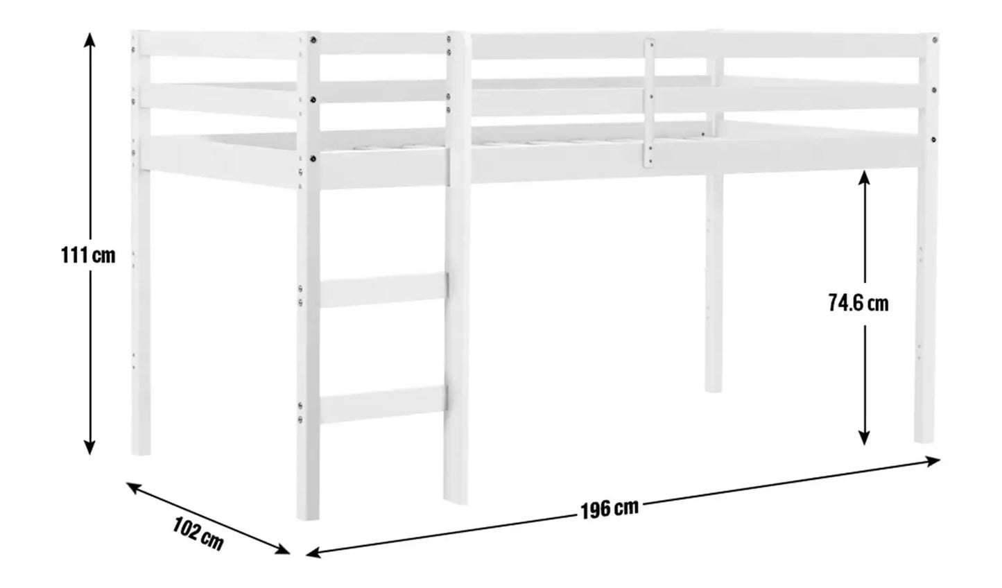 Kaycie Mid Sleeper Single Bed Frame - White