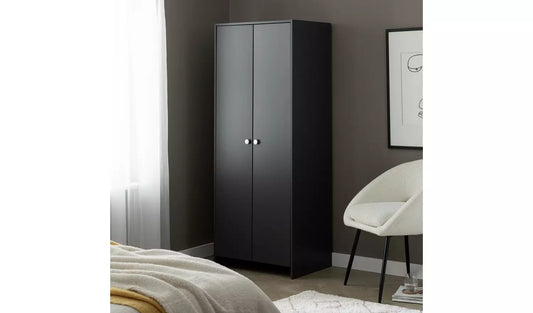Assembled Seville 2 Door Wardrobe - Anthracite