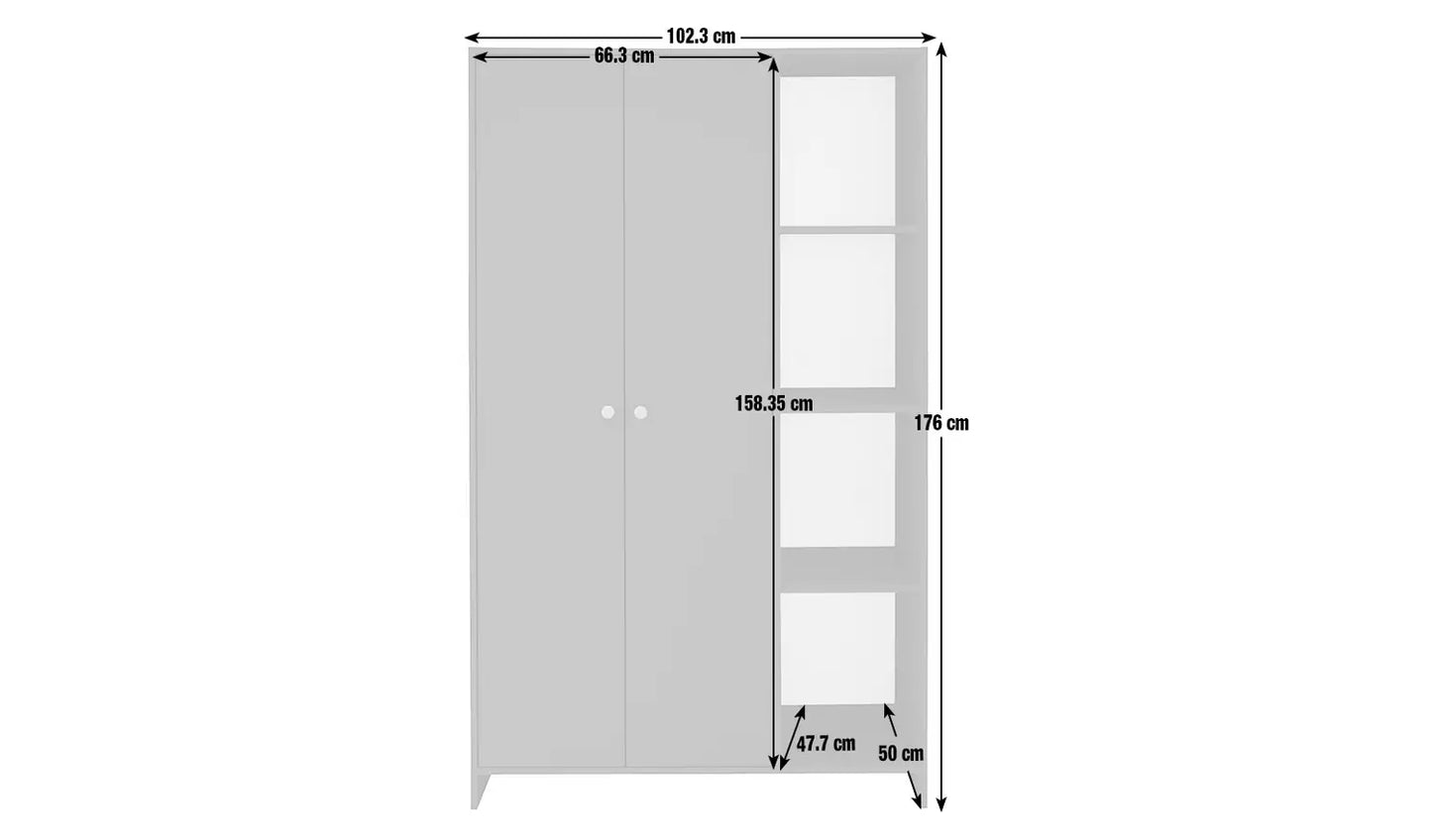 Assembled Seville 2 Door Open Shelf Wardrobe - Anthracite