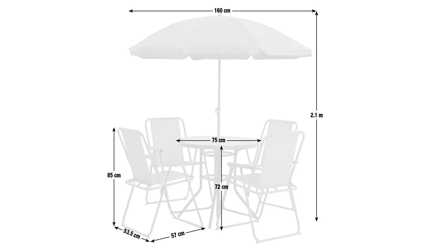 4 Seater Metal Patio Set - Light Grey