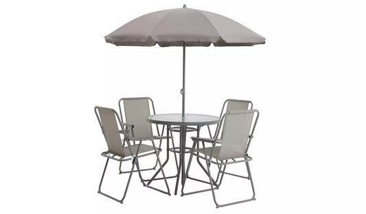 4 Seater Metal Patio Set - Light Grey