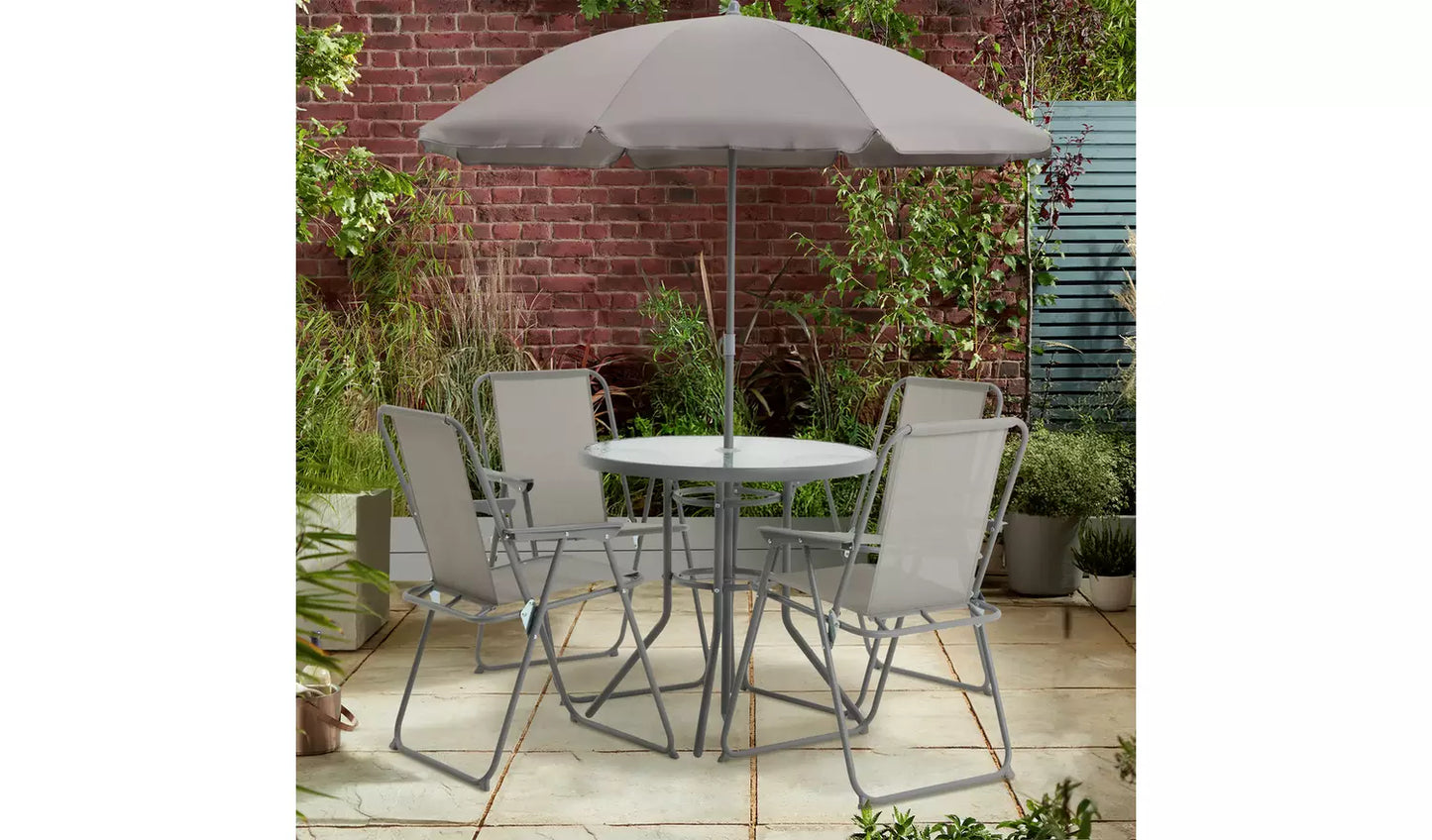 4 Seater Metal Patio Set - Light Grey