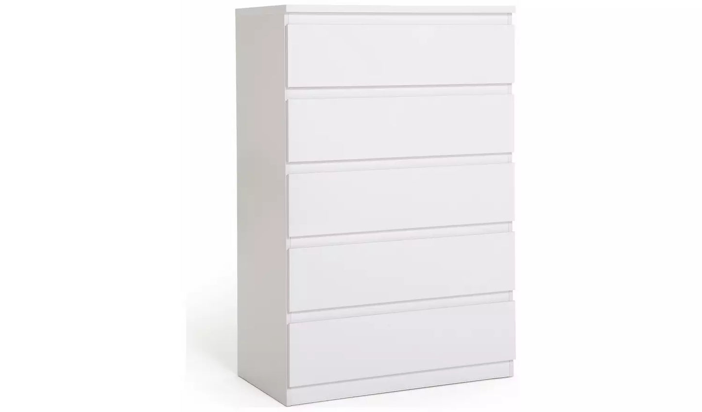 Assembled Jenson 5 Drawer Chest - Matte White