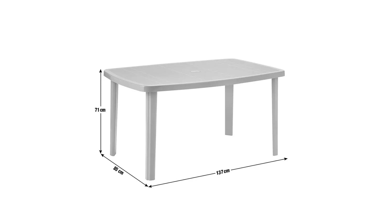 6 Seater Rectangular Plastic Garden Table - Grey