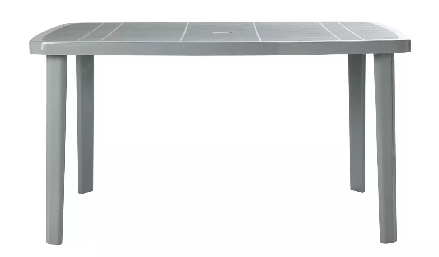 6 Seater Rectangular Plastic Garden Table - Grey