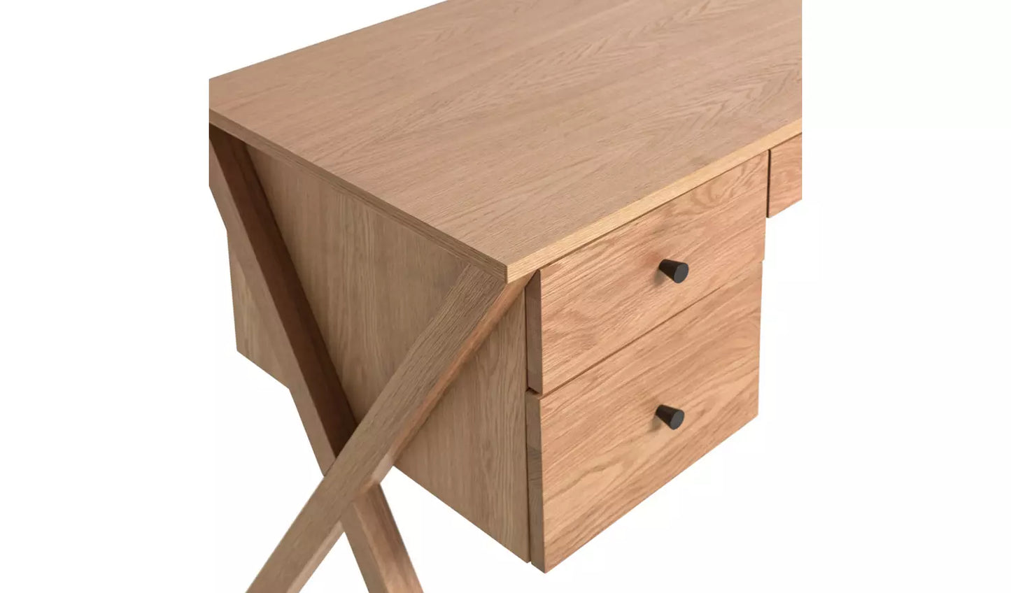 Assembled Habitat Harlene 5 Drawer Office Desk - Natural