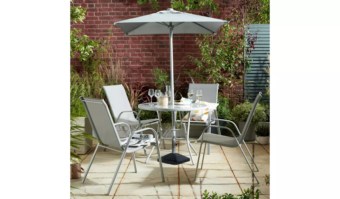 Sicily 4 Seater Metal Patio Set - Grey