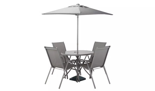 Sicily 4 Seater Metal Patio Set - Grey