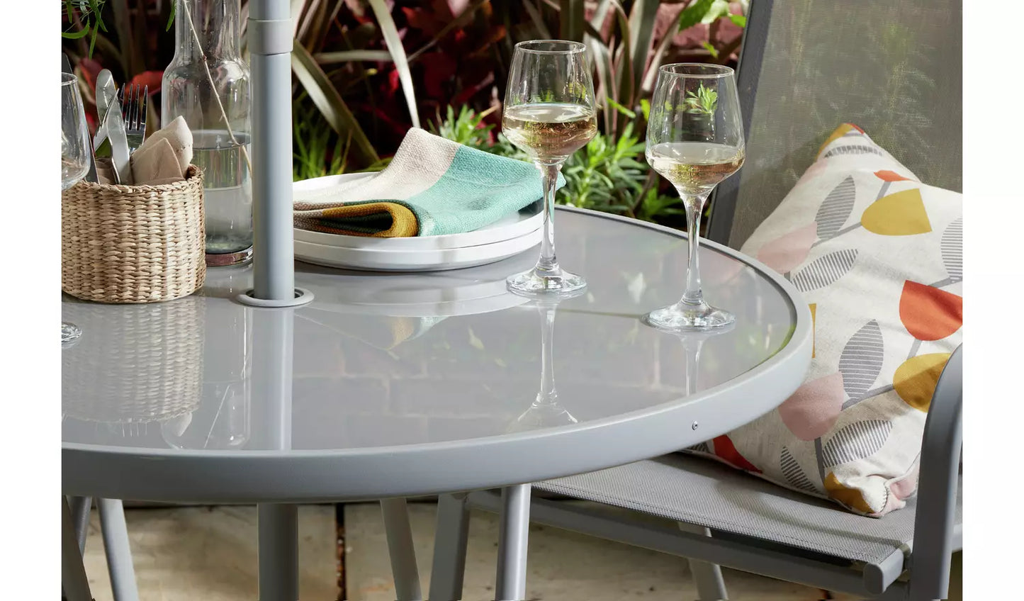 Sicily 4 Seater Metal Patio Set - Grey